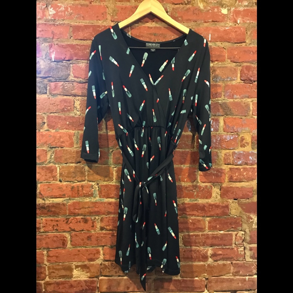 Lipstick Print Wrap Dress